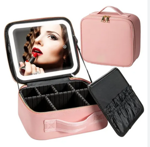 Maletín Neceser Premium para Maquillaje con Espejo y Luz LED