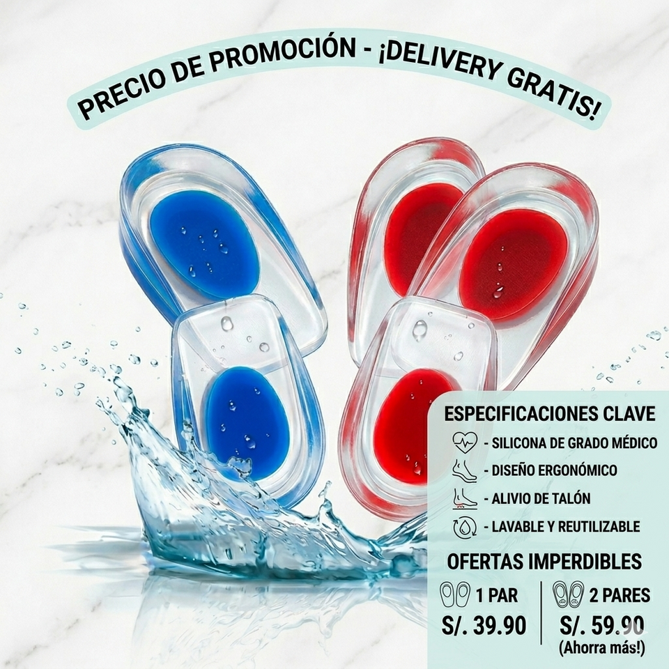 Taloneras de Gel Premium Alivio para Espolón y Fascitis Plantar