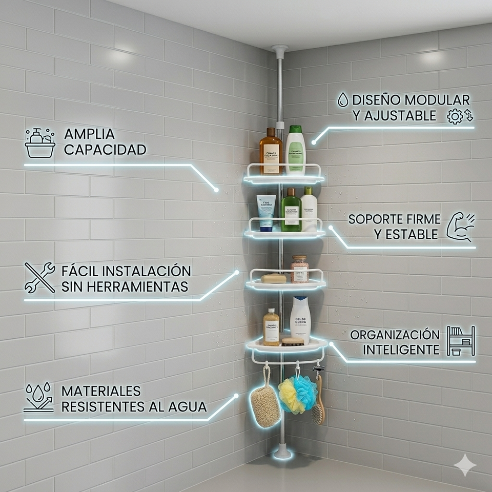 🚿 Esquinero Organizador de Baño: Maximiza tu Espacio con Elegancia 🚿