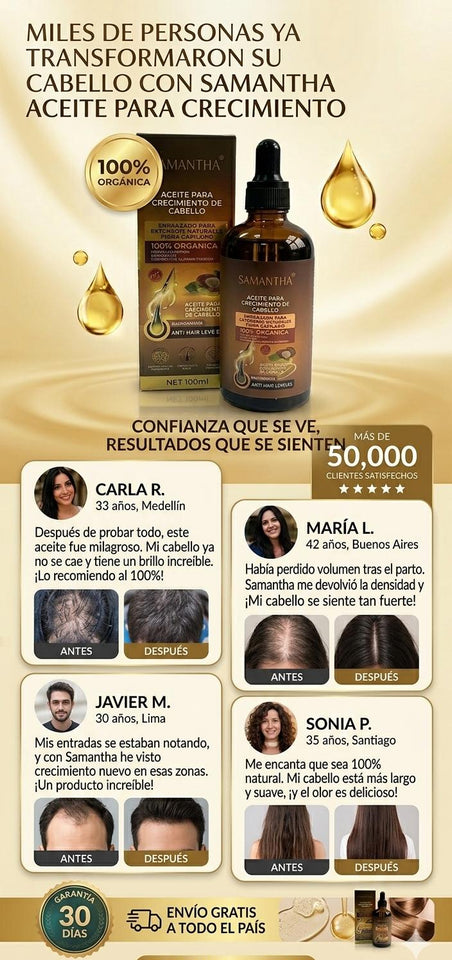 Samantha - Aceite de Nutrición Intensiva y Crecimiento Capilar Acelerado 💁‍♀️